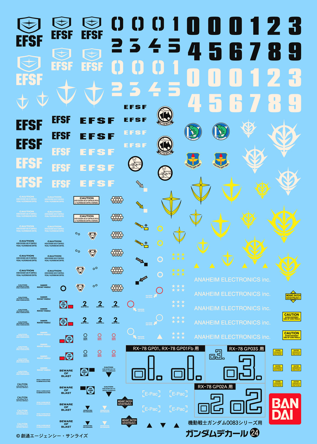 Pre-Order by 11/29/2024 Gunpla: Decal - GD-24 MG Gundam 0083 Multi-Use Decal Assort. Bag (6)